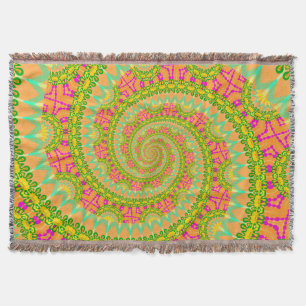 Flower Power Spiral SUNNY Throw Blanket