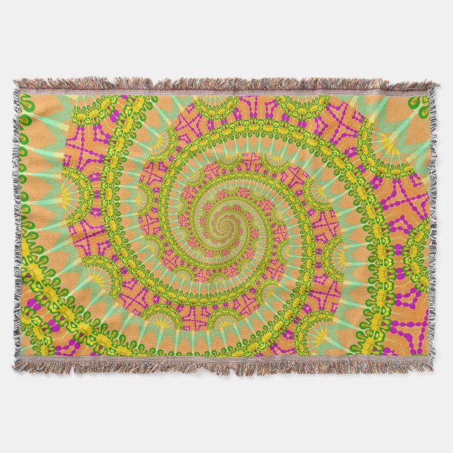 Flower Power Spiral SUNNY Throw Blanket (Front)
