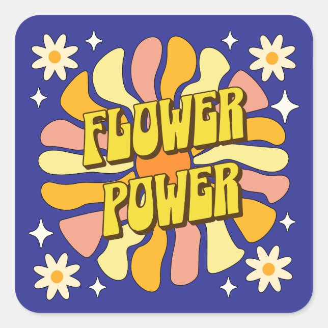 Flower Power Square Sticker (Front)