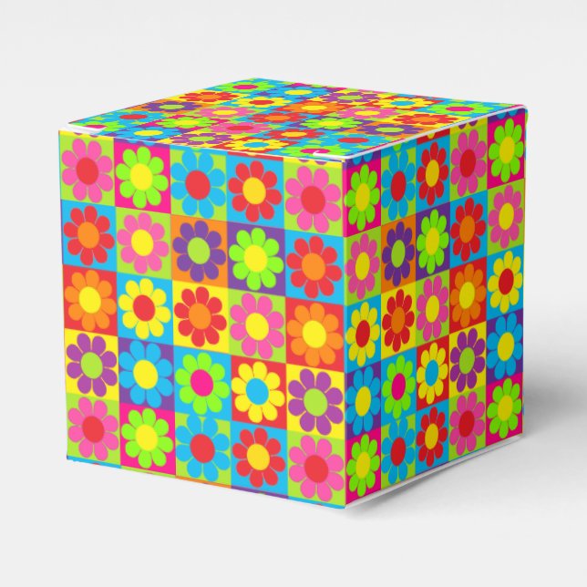 Flower Power Squares Favour Box (Front Side)