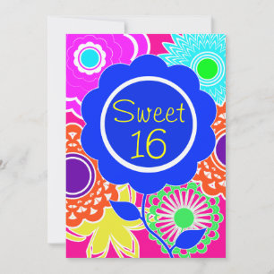 Flower Power Sweet Sixteen Invitation