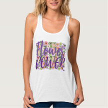 Flower power tank top white/purple boho attitude 