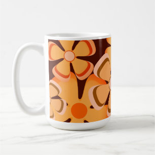 Flower Power - Vintage 70's Retro Orange And Brown Coffee Mug