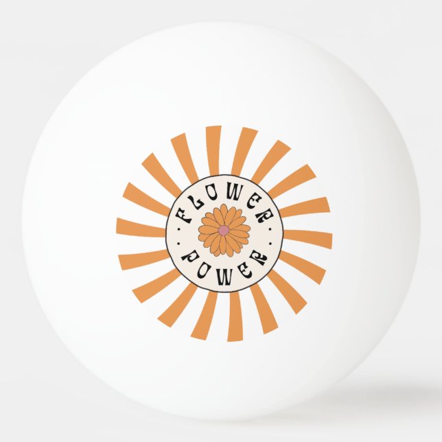Flower Power with Psychedelic Orange Rays Ping Pong Ball (Front)