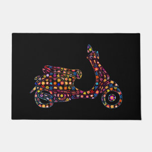 Flower Powered Motor-Scooter Motorcycle Doormat