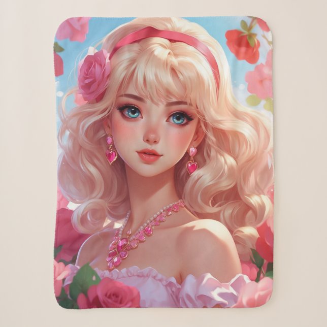Flower princess  sherpa blanket (Front)