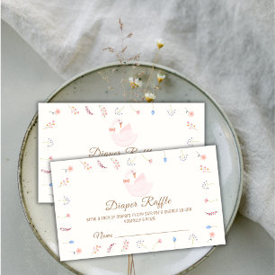 Flower Princess Swan Diaper Raffle Baby Shower  Enclosure Card