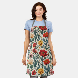 flower-print apron