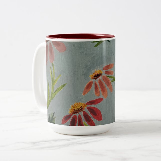 Flower print coffee mug  (Front Left)