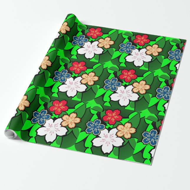 Flower print wrapping paper (Unrolled)