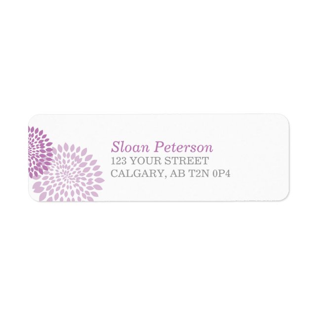 Flower Puff Purple Address Label Return Address Label (Front)
