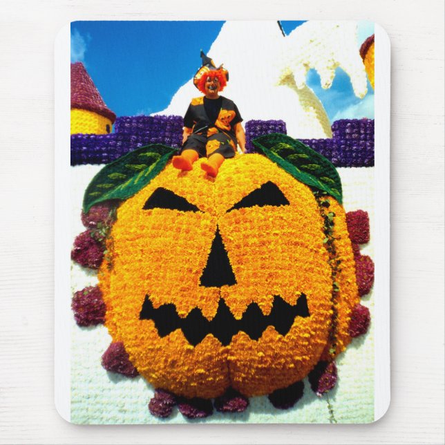 Flower pumpkin and witch mouse pad (Front)