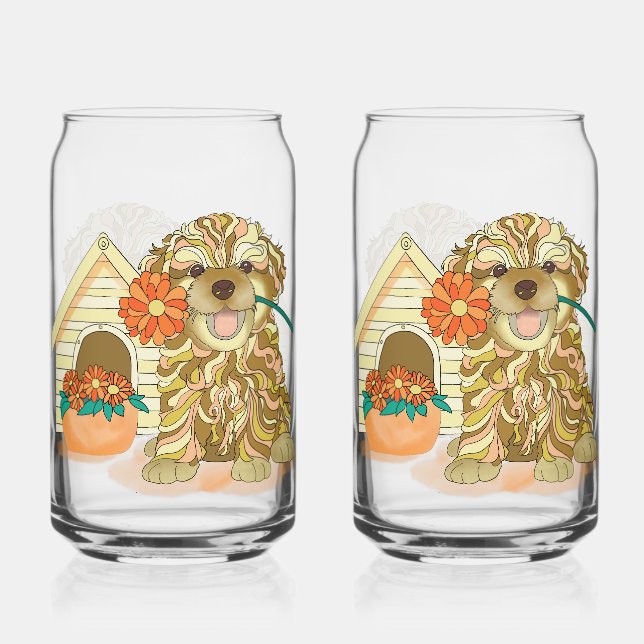 Flower Pup Soda Glass (Front)