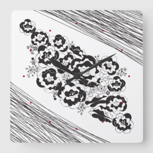 Flower rabbit 03. 〜Flowers with rabbit 03〜 Square Wall Clock