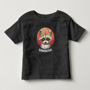 Flower Racoon Sunset Personalise Toddler T-Shirt