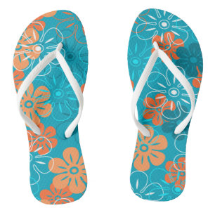 Flower Rain Hawaiian Retro Floral Thongs
