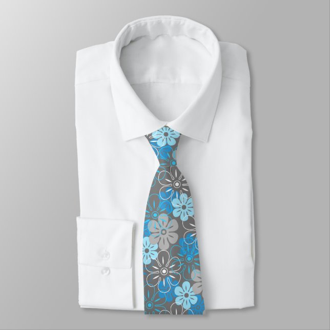Flower Rain Hawaiian Two-sided Printed Tie (Tied)