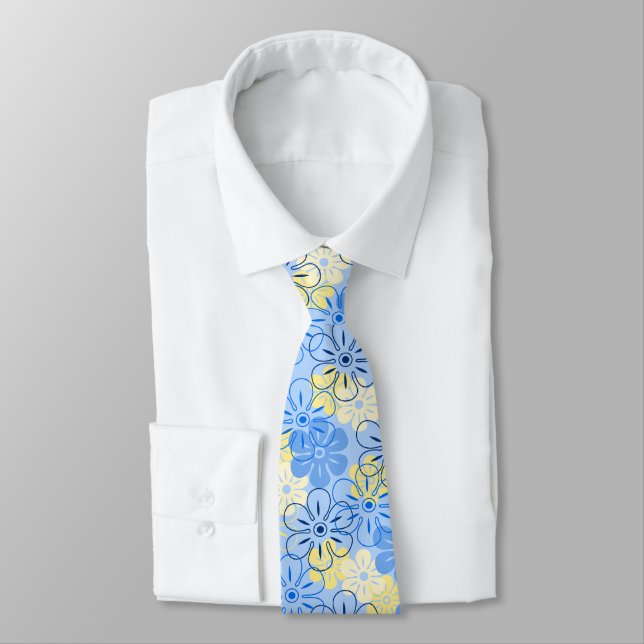 Flower Rain Hawaiian Two-sided Printed Tie (Tied)