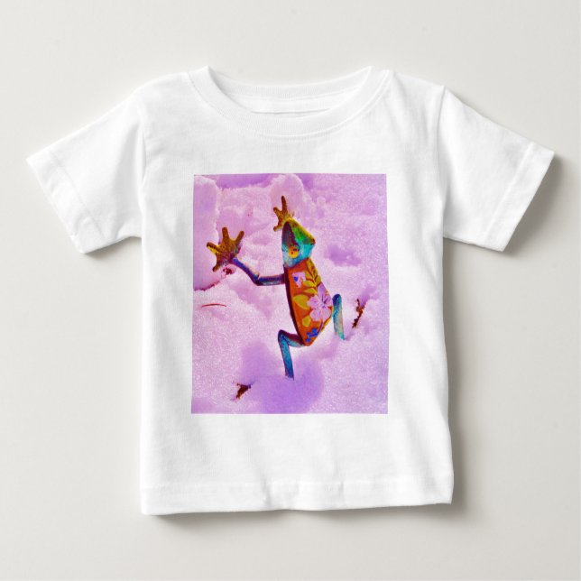 Flower rainbow frog on orchid colour snow baby T-Shirt (Front)