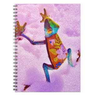 Flower rainbow frog on orchid colour snow notebook
