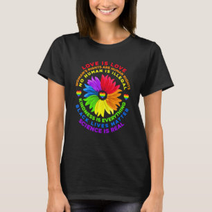 Flower Rainbow Human Black Lives Rights Science Lg T-Shirt