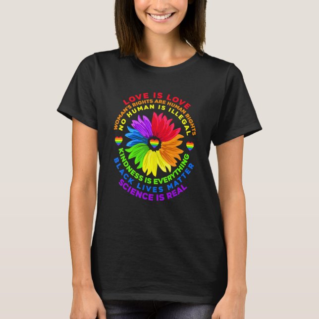 Flower Rainbow Human Black Lives Rights Science Lg T-Shirt (Front)