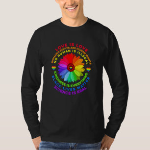 Flower Rainbow Human Black Lives Rights Science Lg T-Shirt