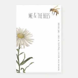 Flower & Realistic Bee Apiary Name & Contact Info Post-it Notes