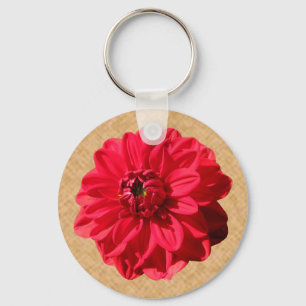 Flower Red Dahlia Photo Key Ring