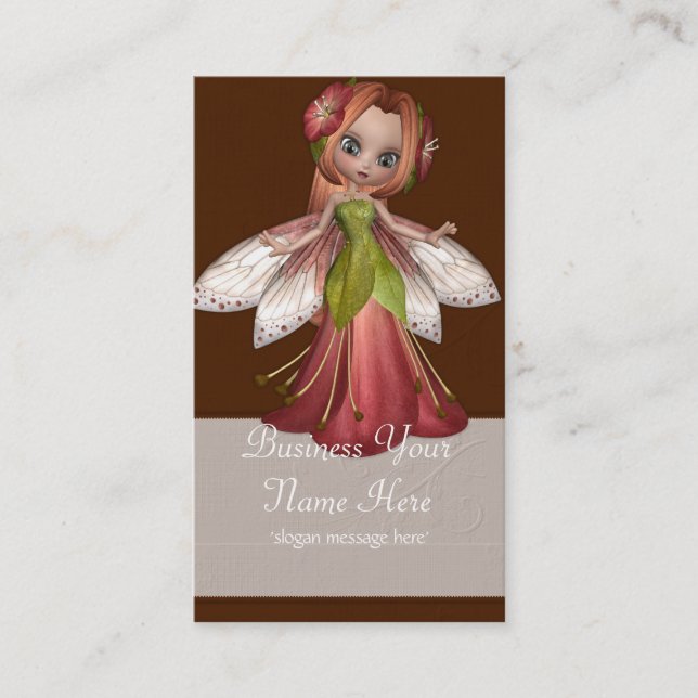 Flower Redhead Fairy Whimiscal Fantasy Business Card (Front)