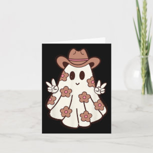 Flower Retro Western Ghost Halloween Funny Cowgirl Card