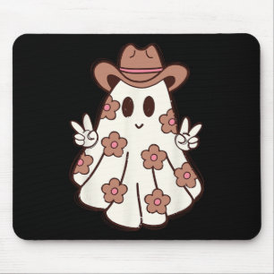 Flower Retro Western Ghost Halloween Funny Cowgirl Mouse Pad
