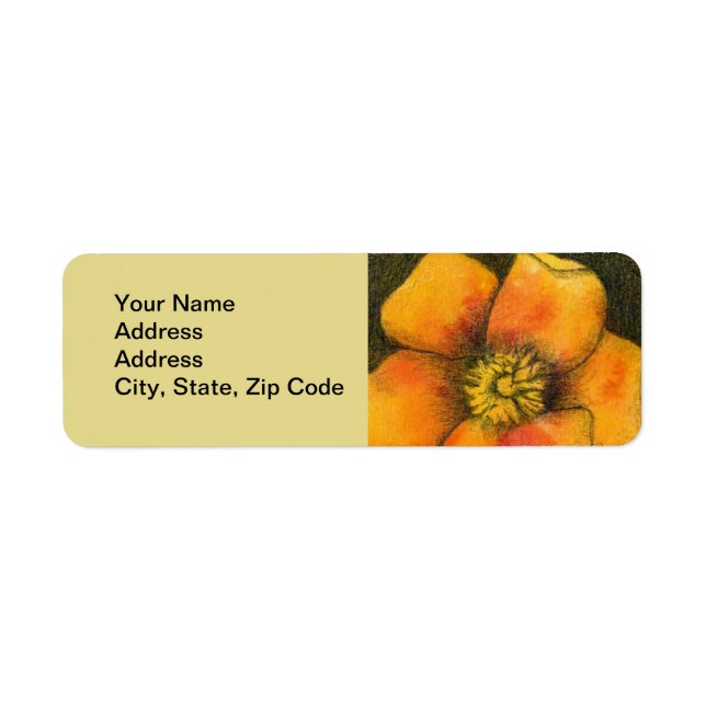 Flower Return Address Label dog rose yellow orange (Front)