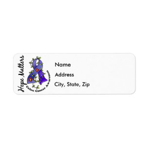 Flower Ribbon 4 Hope Matters Colon Cancer Return Address Label