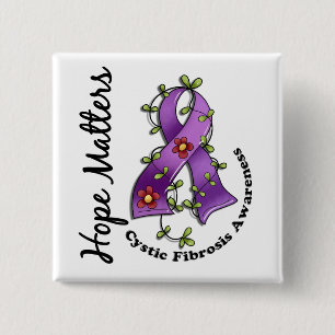 Flower Ribbon 4 Hope Matters Cystic Fibrosis 15 Cm Square Badge