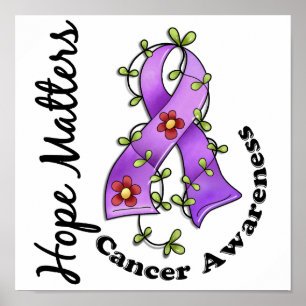 Flower Ribbon 4 Hope Matters General Cancer Poster