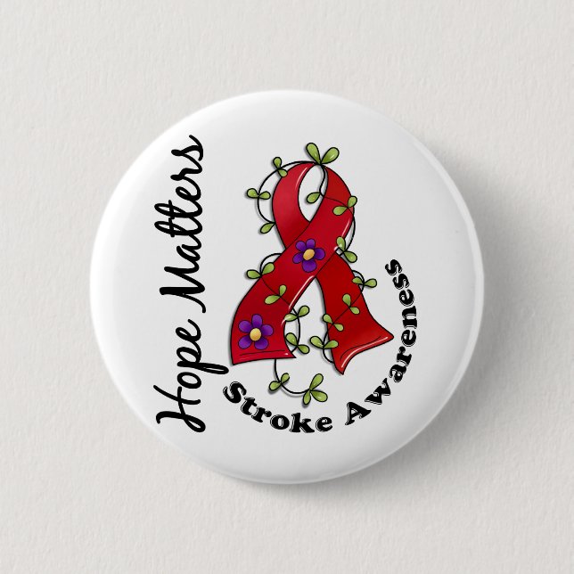 Flower Ribbon 4 Hope Matters Stroke 6 Cm Round Badge (Front)