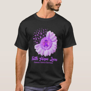 Flower Ribbon Faith Hope Love Domestic Violence Aw T-Shirt