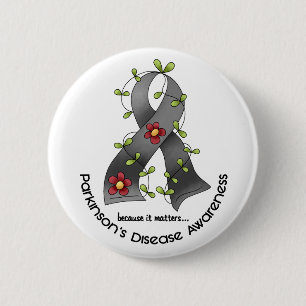 Flower Ribbon PARKINSON’S DISEASE AWARENESS Tees 6 Cm Round Badge