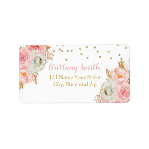 Flower Rose and Gold Label