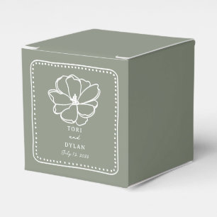Flower Sage Green Wedding Favour Box