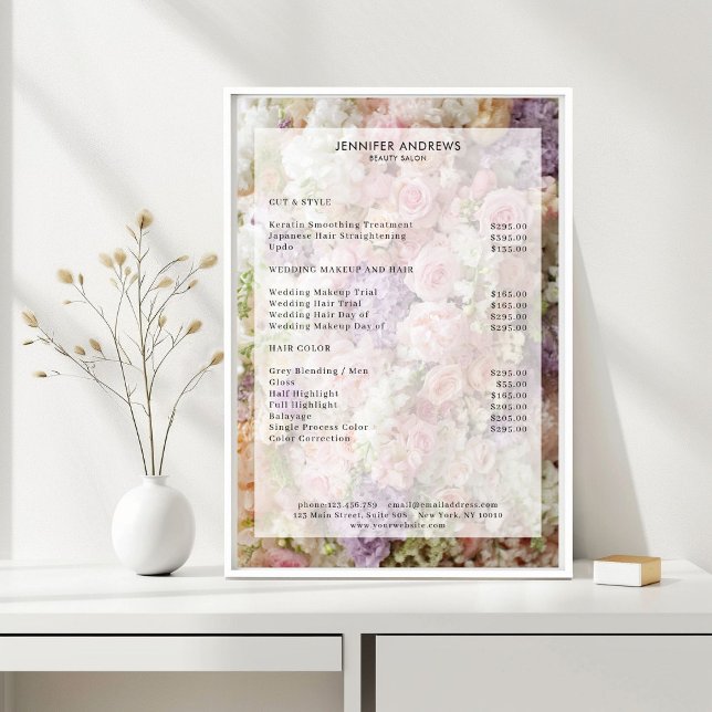 Flower Salon Price List Poster (Flower Salon Price List Poster)
