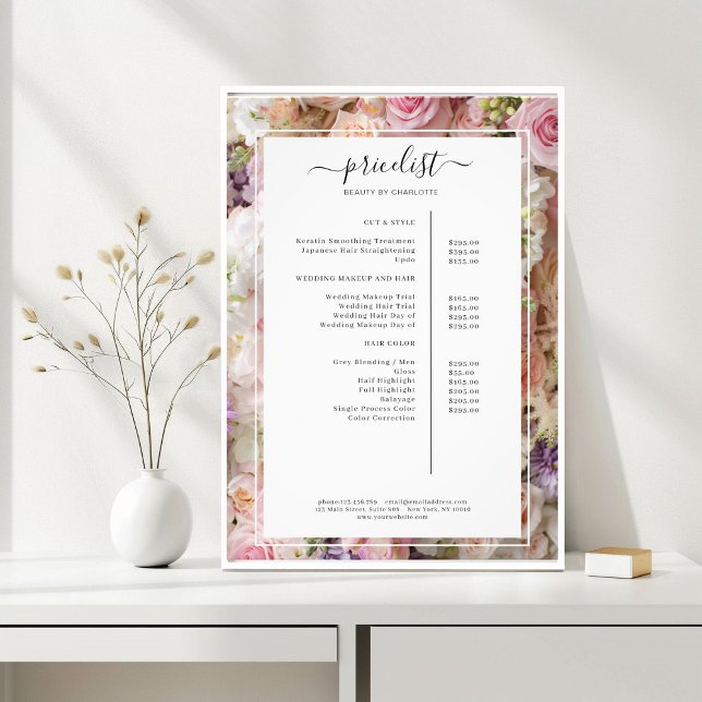 Flower Salon Price List Poster (Flower Salon Price List Poster)