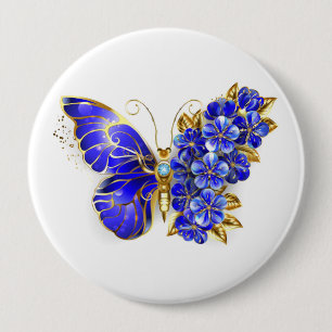 Flower Sapphire Butterfly 10 Cm Round Badge