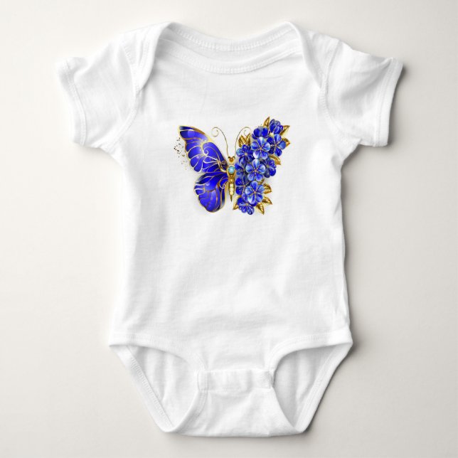 Flower Sapphire Butterfly Baby Bodysuit (Front)