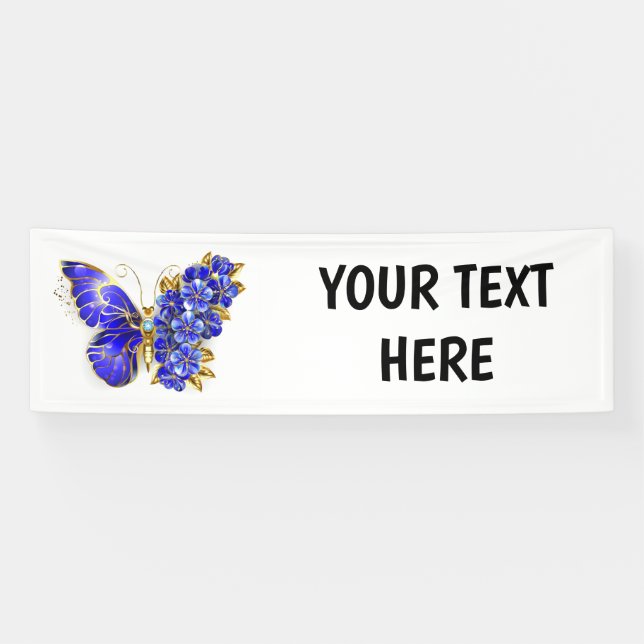 Flower Sapphire Butterfly Banner (Horizontal)