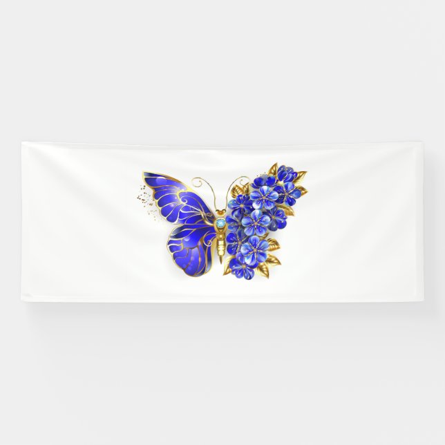 Flower Sapphire Butterfly Banner (Horizontal)
