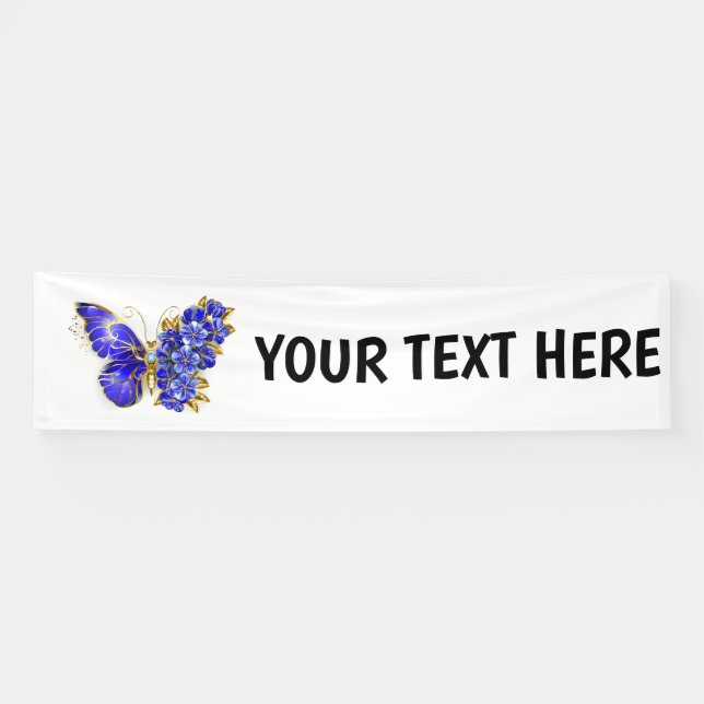 Flower Sapphire Butterfly Banner (Horizontal)