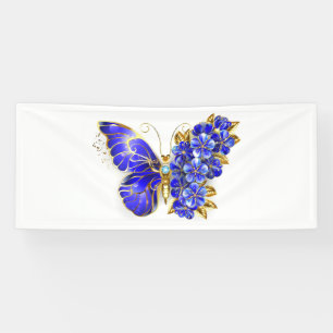 Flower Sapphire Butterfly Banner
