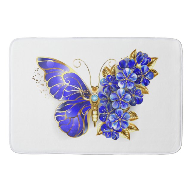 Flower Sapphire Butterfly Bath Mat (Front)